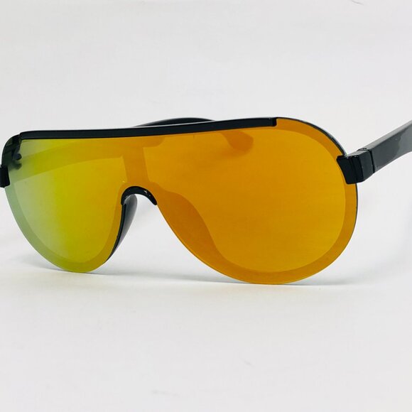 Sports Men‎ Sunglasses Yellow Red Mirror Flat Lens  Shield Lentes Gafas Humbres - Picture 3 of 4